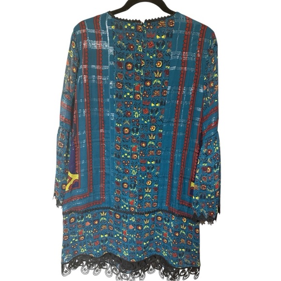 Anna Sui x Inc Womens Silk Blend Embroidered Bell Sleeve Whimsigoth Dress Medium - Picture 2 of 9